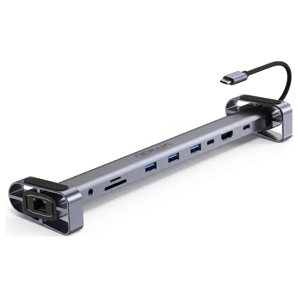 Hub USB-C Nibiwa, 10 portas com Ethernet, prata