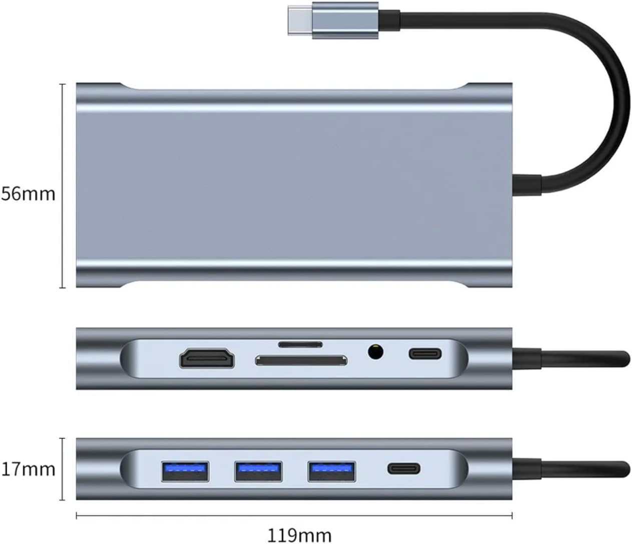Hub USB-C Nibiwa, 11 portas, prata - Imagem 6