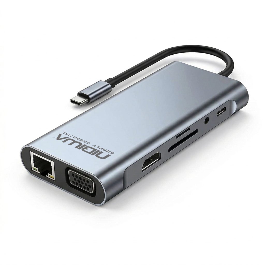 Hub USB-C Nibiwa, 11 portas, prata