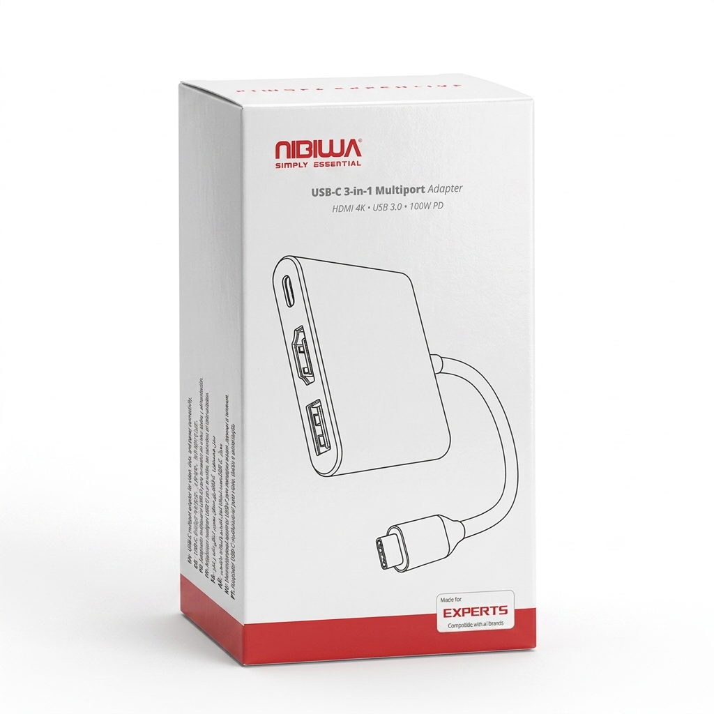 Hub USB-C Nibiwa, 3 portas, prata - Imagem 2