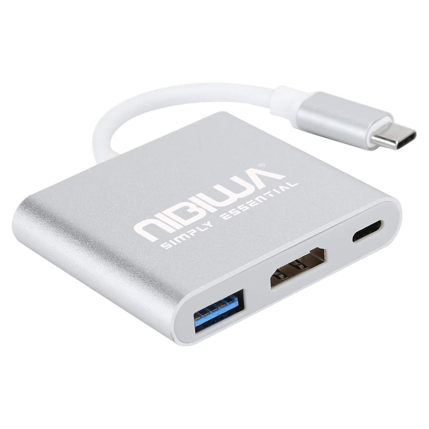 Hub USB-C Nibiwa, 3 portas, prata