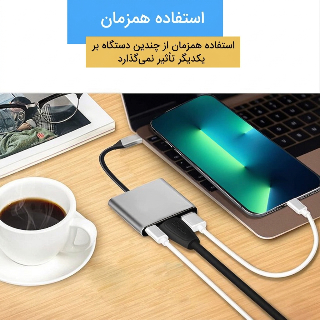 Hub USB-C Nibiwa, 3 portas, prata - Imagem 4