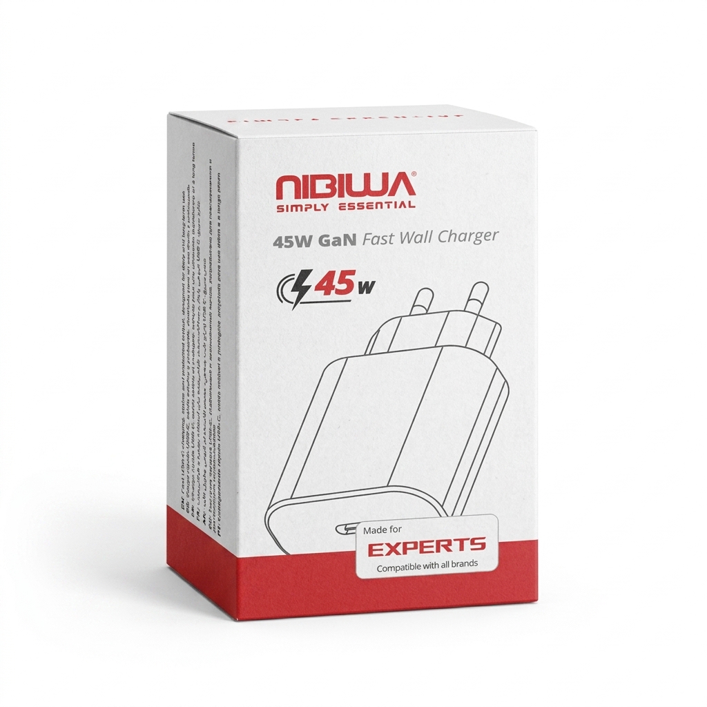 Carregador GaN Nibiwa 45 W, 1 porta, branco - Imagem 2