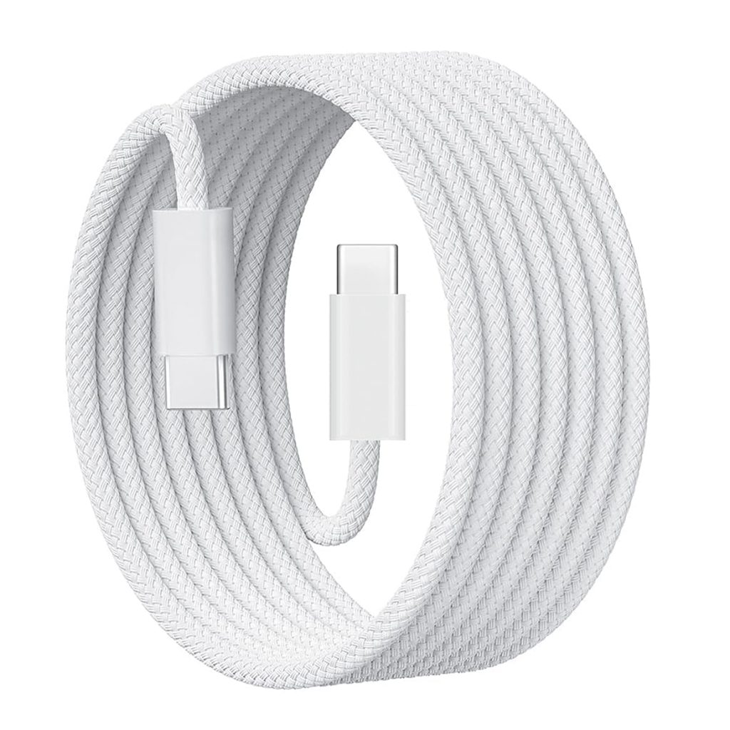 Cabo USB-C Nibiwa USB 3.2 para iPhone, 1 m, branco trançado