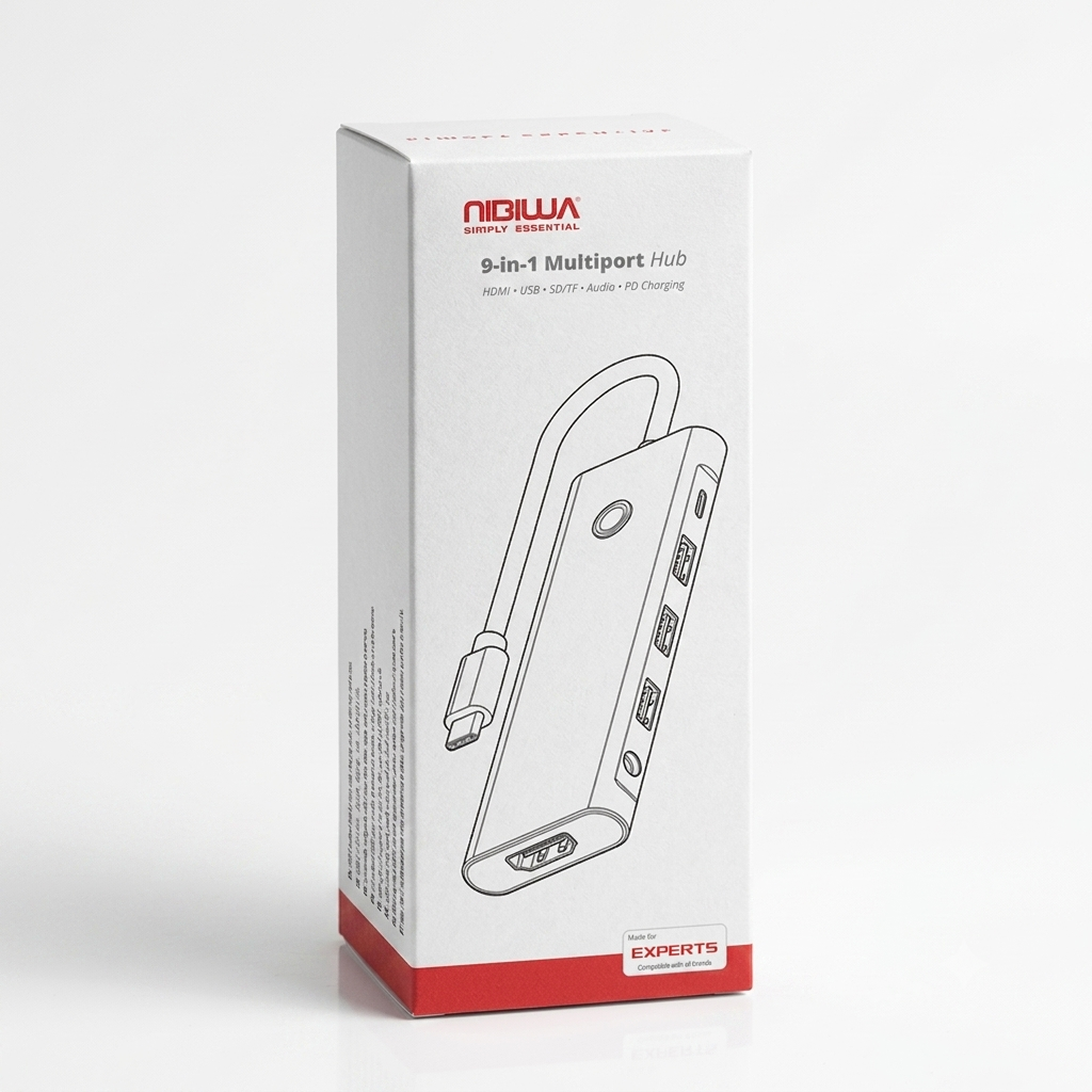 Hub USB-C Nibiwa, 9 portas, prata - Imagem 2
