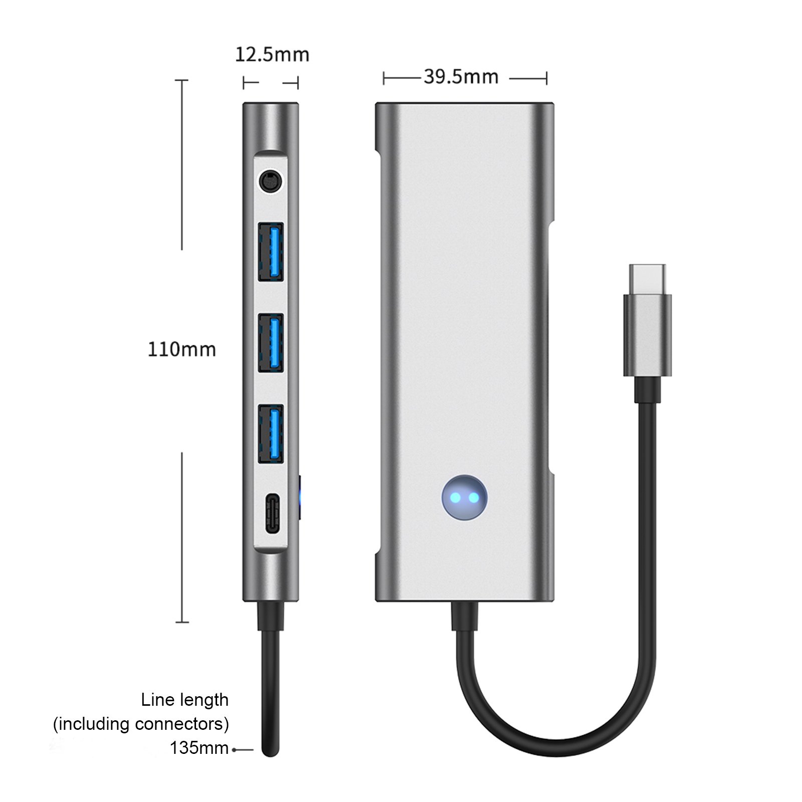 Hub USB-C Nibiwa, 9 portas, prata - Imagem 3