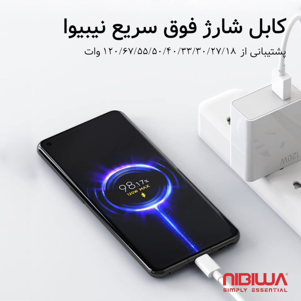 Cabo USB-A para USB-C Nibiwa 120 W para Xiaomi, 2 m, branco - Imagem 3