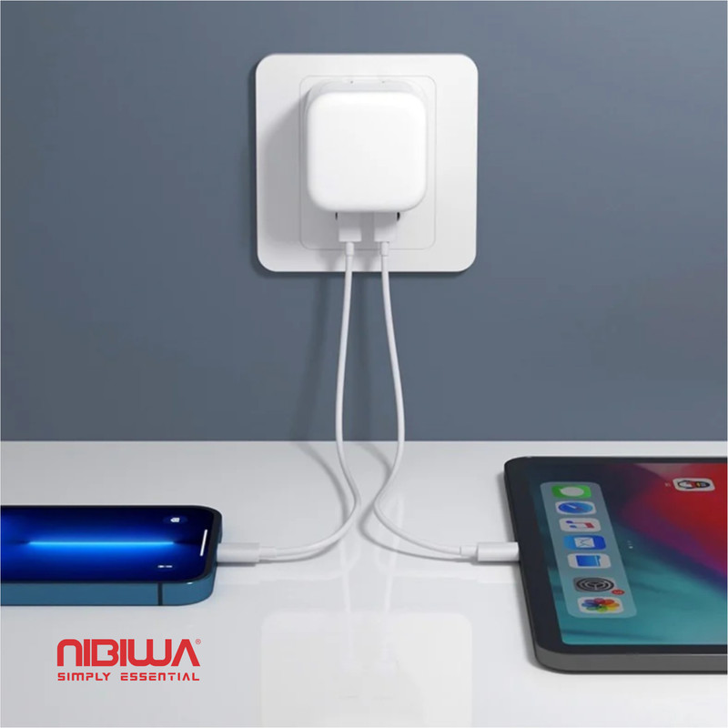 Carregador Nibiwa 35 W, 2 portas USB-C, branco - Imagem 4