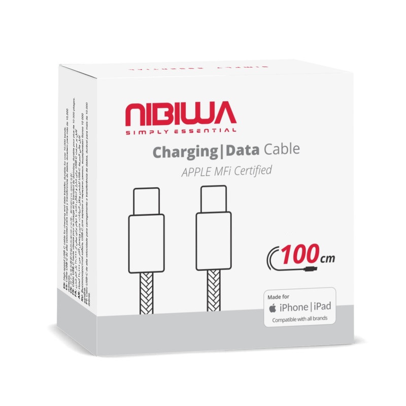 Cabo USB-C Nibiwa USB 3.2 para iPhone, 1 m, branco trançado - Imagem 2