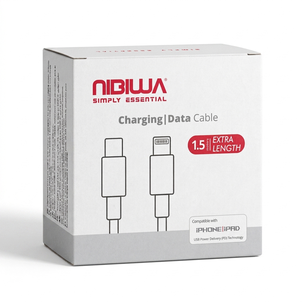 Cabo USB-C para Lightning Nibiwa, 1,5 m, branco - Imagem 2