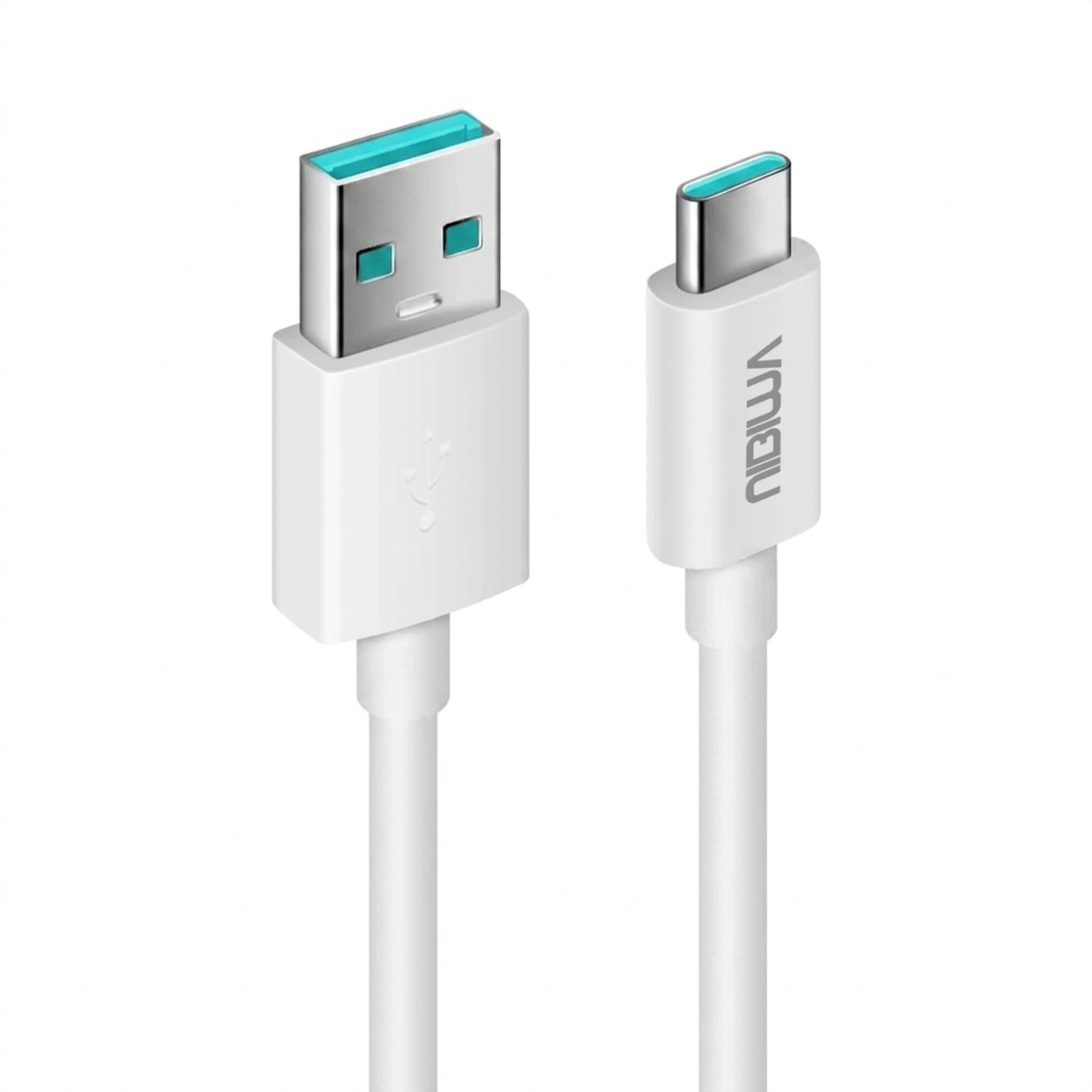 Cabo USB-A para USB-C Nibiwa 65 W para Oppo, Realme e OnePlus, 1 m, branco