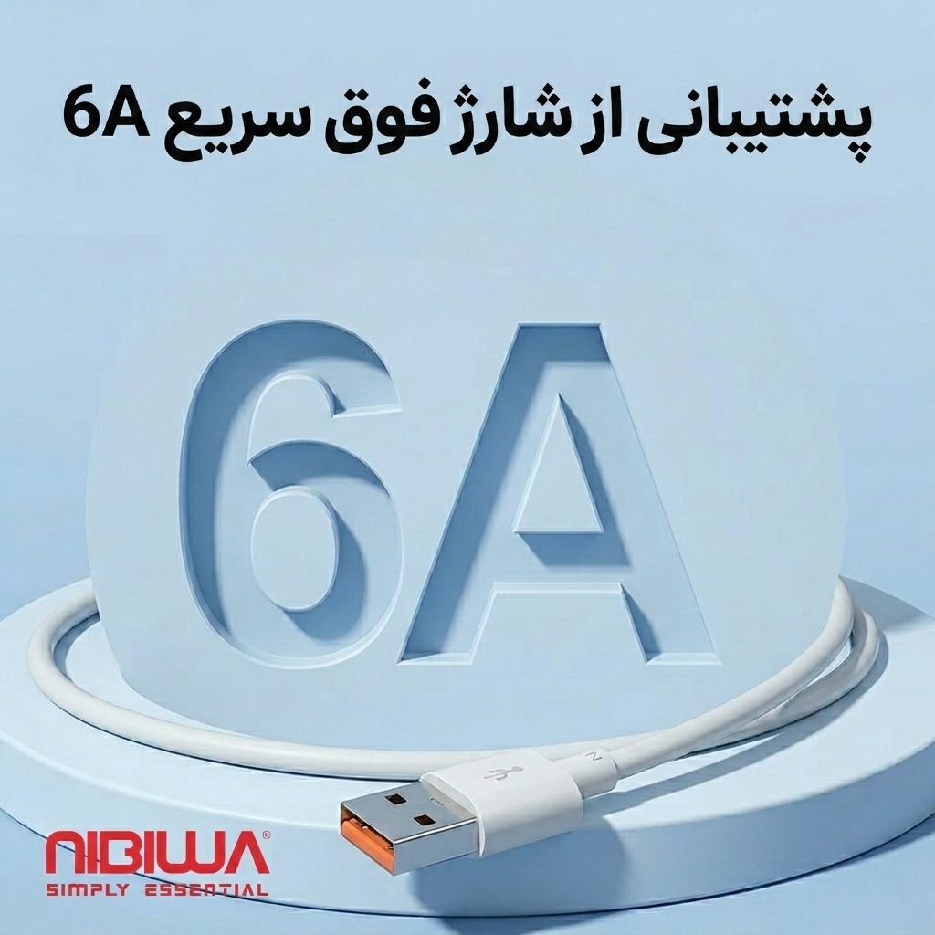 Cabo USB-A para USB-C Nibiwa 65 W para Oppo, Realme e OnePlus, 1 m, branco - Imagem 3