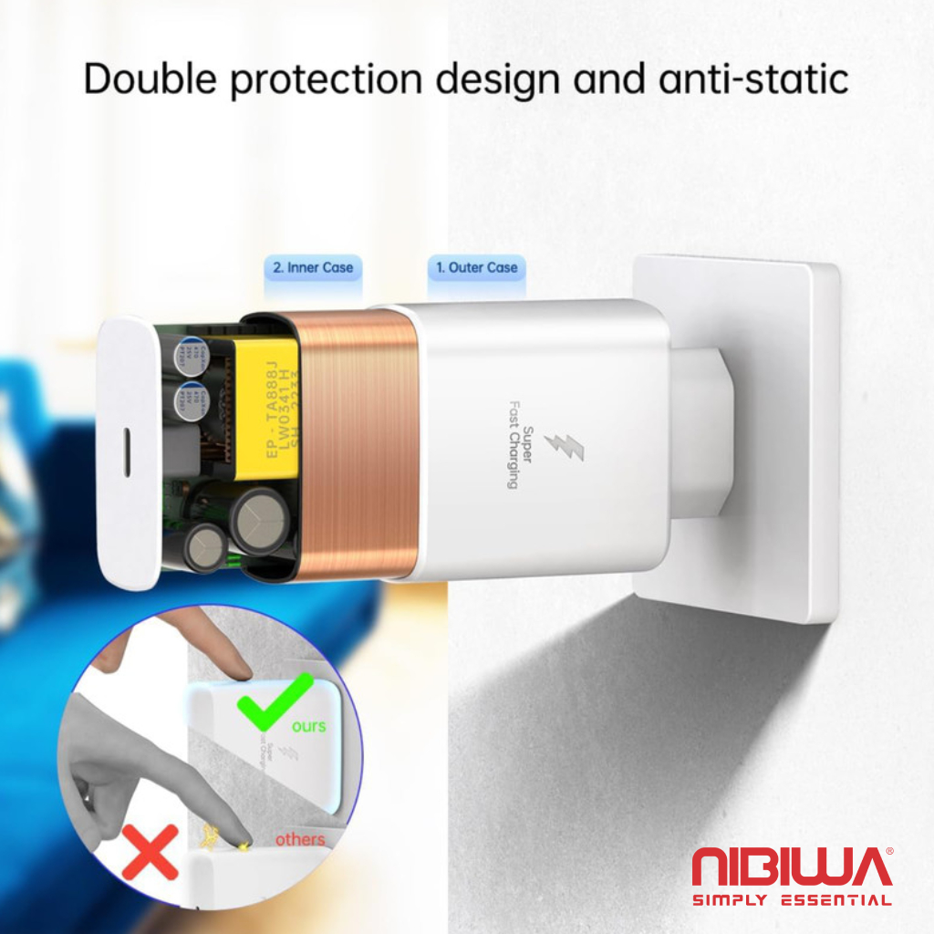 Carregador Nibiwa 45 W para Samsung e Apple, preto - Imagem 3