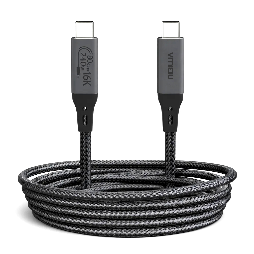 Cabo USB-C Nibiwa USB4 Thunderbolt 5, 80 Gbps, 1 m, cinza